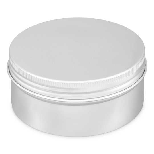 Round Aluminium Tin Container With EPE Lined Screw Lid T9012 - Tinware Direct