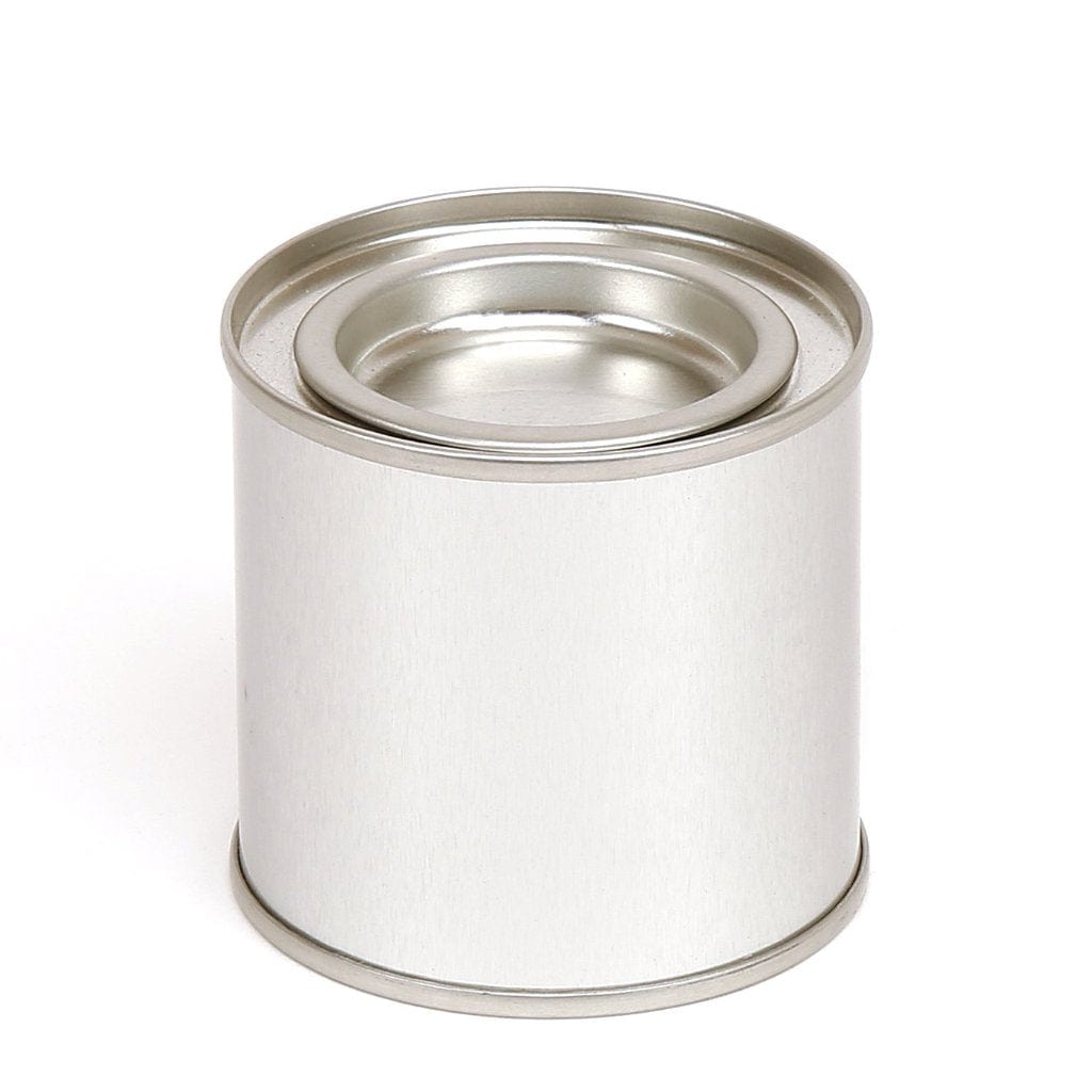Silver Round Paint Pot Style Tin T0664 - Tinware Direct