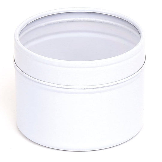 Gold or White Round Seamless Slip Lid Tins with Window T0748W - Tinware Direct