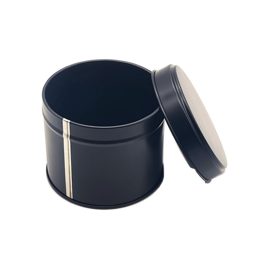 Round Welded Side Seam Tin in Black T0875, image showing inside of tin.  - Tinware Direct