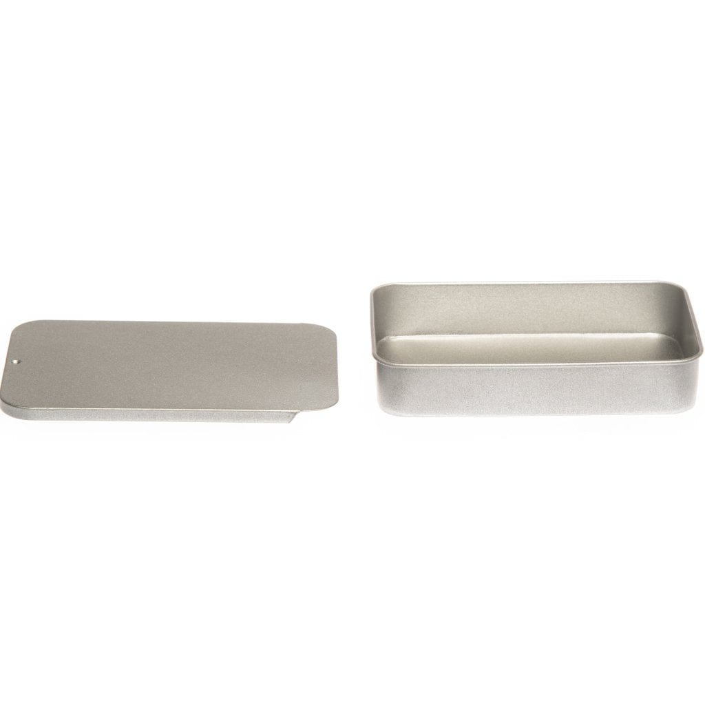 Silver Rectangular Sliding Lid Tin T4012 - Tinware Direct