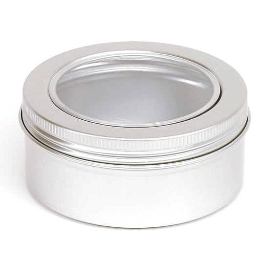 Round Aluminium Tin Container With EPE Lined Screw Lid T9006W - Tinware Direct