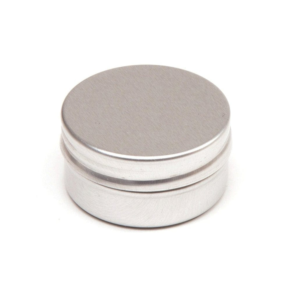Silver Round Aluminium Tin Container With Smooth Lid and EPE Liner T9301 - Tinware Direct